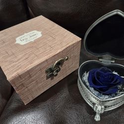 NEW Hey June forever blue rose romantic valentine birthday Decor Gift with Box