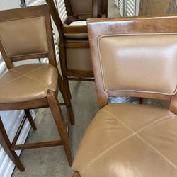 Massive Wood Bar Height 2 Chairs With Table 