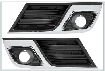 HECASA Pair Fog Light Bezel Compatible with 2013-2017 Chevy Chevrolet Traverse