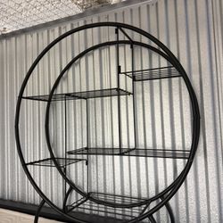 House Worlds 4 Shelf Circular Floor Rack, 37 Inches Tall, Round Free Standing