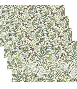 Retro Botanical Placemats Set of 4, 17x12 Inch Rustic Farmhouse Green Leaves Vi