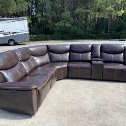 Brand New! All Power Reclining Sectional In Chocolate 
