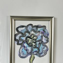 8x10 Framed Blue Painting Flower 