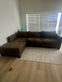 Brown / Olive sectional couch with chaise