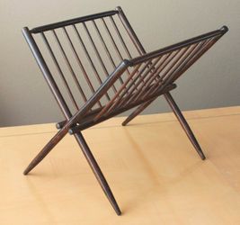 Mid Century Modern MCM Wood Nasco Danish Atomic Magazine Rack