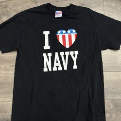 Vintage USA I Love Navy T-shirt US Naval Academy  Made In USA Large Military 90s
