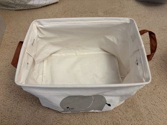 Foldable Canvas Storage Basket - Cute Elephant Toy Bin / Laundry Hamper with Handles