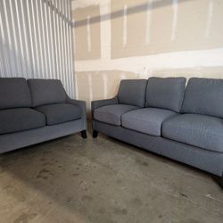 Modern Gray Sofa Set – Couch + Loveseat (Great Deal)