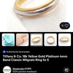 Vintage Tiffany & CO Platinum And Gold  Wedding Band 