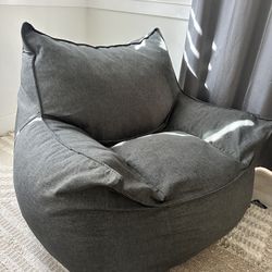 Big Joe Imperial Lounger Foam Filled Bean Bag Armchair with Removable Cover, Gray Union, Durable Woven Polyester, 4 feet Big