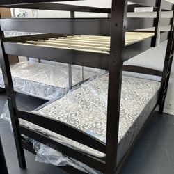 Wood Twin Bunk Bed  In Espresso  (also White New In Box)