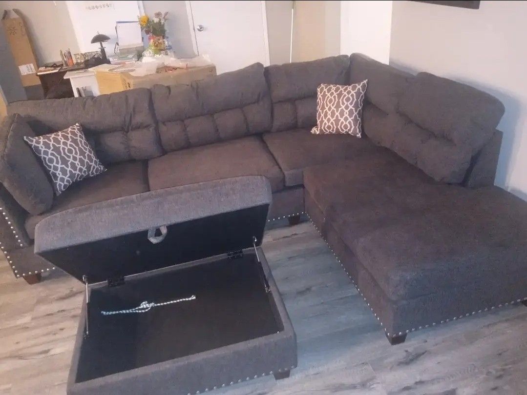 SPECIAL/3pcs Sectional Sofa w/Storage ottoman(was:$829)