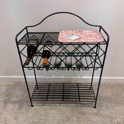 Wrought Iron Wine & Glass Rack