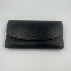Coach Classic Bifold Wallet with Removable Checkbook Black Pebbled Leather