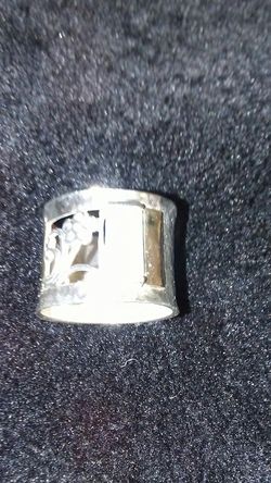 925 and 14kt ring with fire opal size 71/2