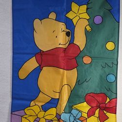 VTG 1997 Winnie the Pooh Star Christmas Tree Full Size Flag 47x27" Double Sided