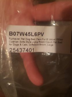 Furhaven pet dog bed faux fur and vevlvet pillow cushion sofa style livingroom couch pet bed for dogs and cats driftwood brown.large