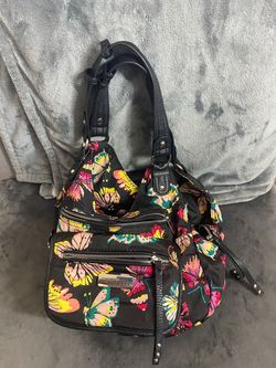 Rosetti Black Butterfly Print Shoulder Bag