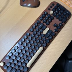 Coffee Round key cute WIRELESS Keyboard + mouse 