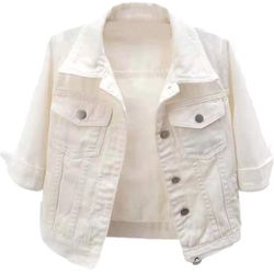 Like New Women's Plus Size 2x White Jean Jacket.  SHIPPING AVAILABLE 