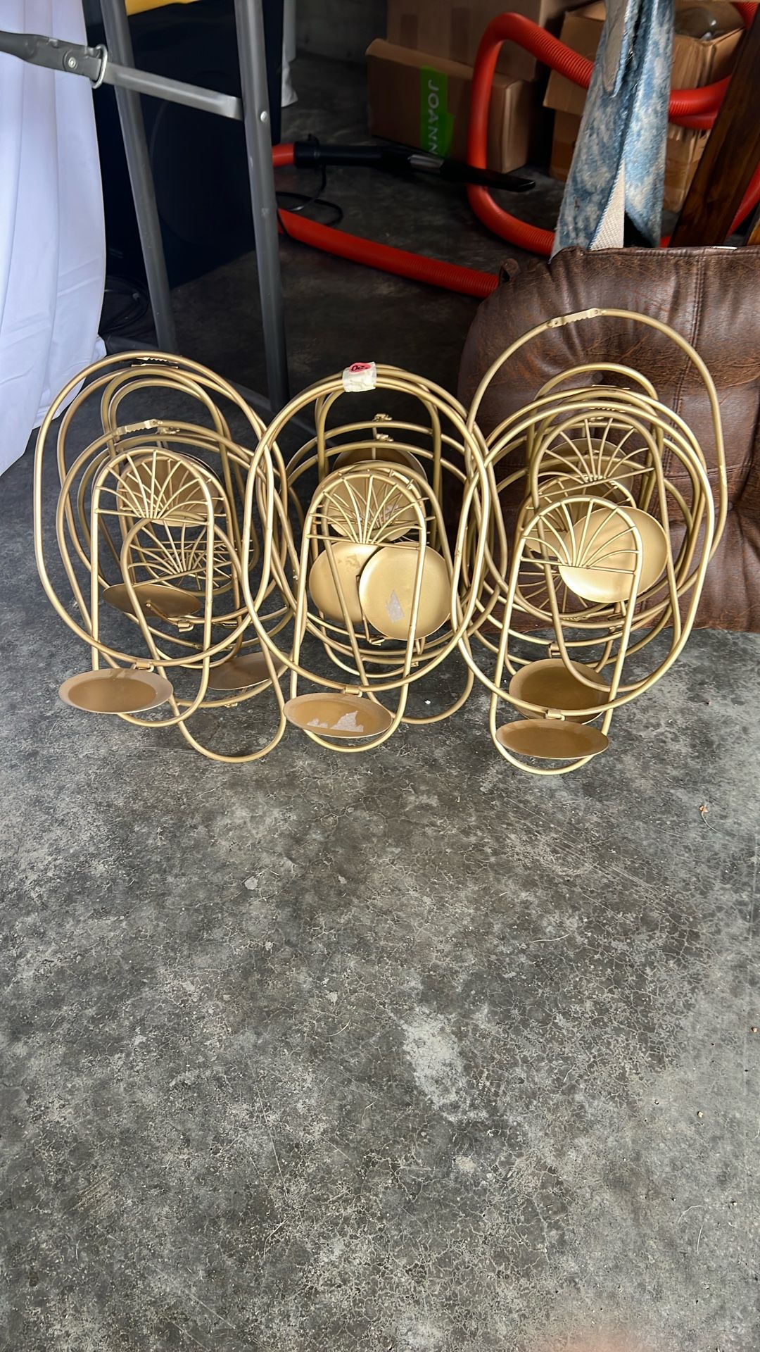Gold Mid Century 3 Candle Holder