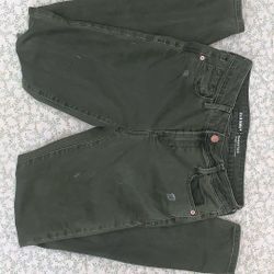 old navy olive green-distressed/ripped jeans 