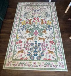 5 x 8 Boho Washable Cheetah Floral Rug (Anthropologie Style Dupe)