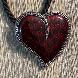 Lia Sophia Burning Love Red Heart Pendant W/cord Necklace 