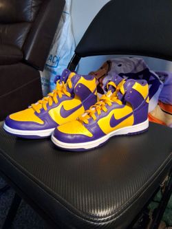 Purple and yellow nikes