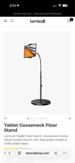 Lamicall Tablet Gooseneck Floor Stand – Adjustable Height – Like New