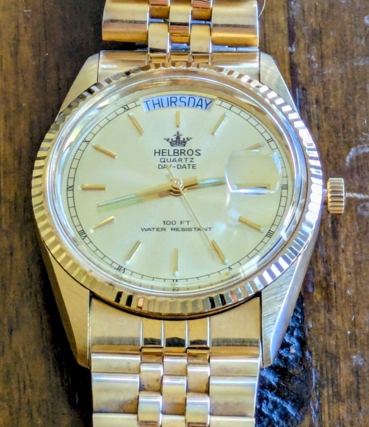 Vintage Helbros Presidential Style 85521 Quartz Men's Watch West Germany Movt.