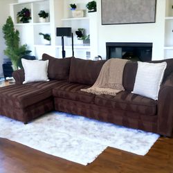 Brown Microfiber Modern Sectional Couch 🛋️  Free Delivery & Financing Available! 🚚