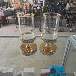 Candle Holder, Pillar Candle Holder, Crystal Candlesticks 