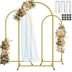  Hemmotop Metal Arch Backdrop Stand Set Of 3, 6FT, 5FT, 4FT Party Arch Stands For Wedding, Birthday, Baby Shower, Bridal 