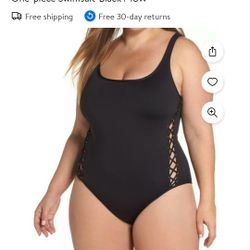 Black Lace-Up Swimsuit Plus Size Brand New 18w La Blanca