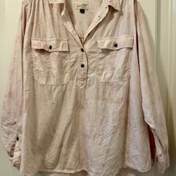 Universal Thread Long Sleeve Tunic Blouse Pink Tie-Dye Color Size XXL