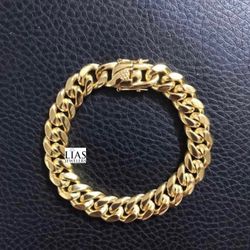 New 18k Yellow Gold Cuban Link Bracelet 