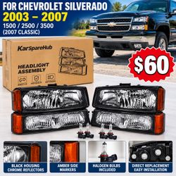 Chevy Silverado 2003–2007 Headlights Set with Bulbs