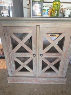 Rustic Wood Cabinet with open Panel Doors