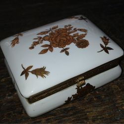 Vintage Arnart Japanese Porcelain Gold Rose Trinket Box