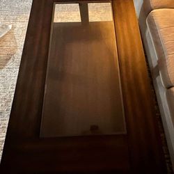 Coffee and side table both are solid  wood with tempered glass