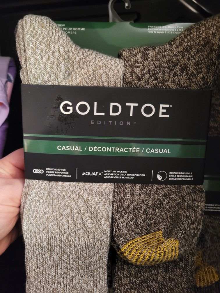 6pk Mens Goldtoe Socks. New. Various Options. Shoe Size 6-12.5