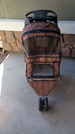 Double Pet Stroller Leopard Print