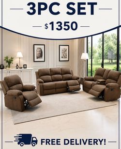 💥FREE DELIVERY💥Brand New 3PC Reclining Sofa Loveseat Chair Set