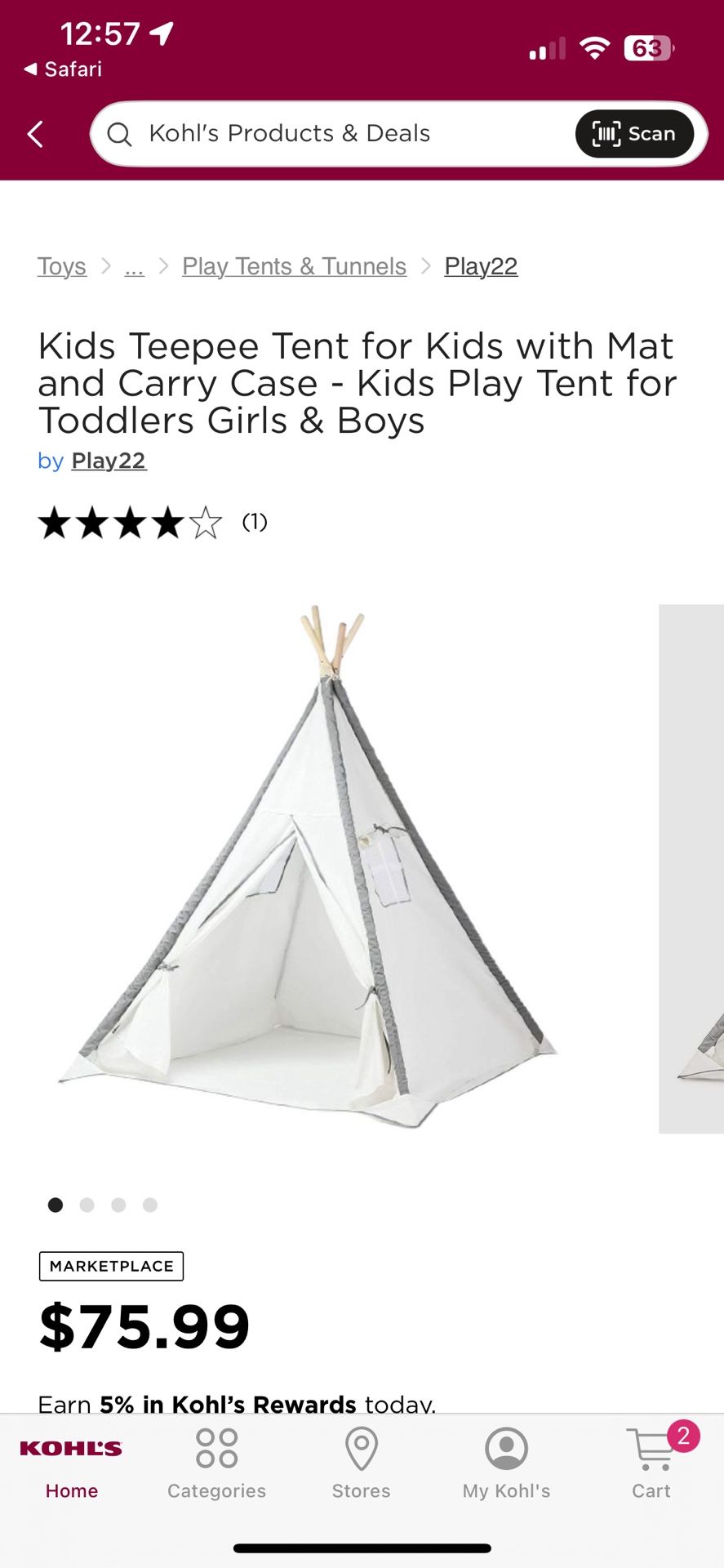 Kid Teepee Grey Stripes/tent