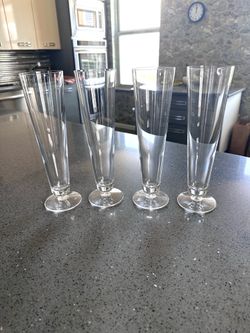 Set of 4 Clear Pilsner Beer Glasses
