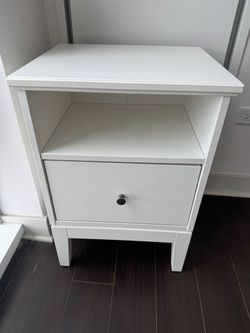 IKEA White Nightstand with Drawer and Shelf