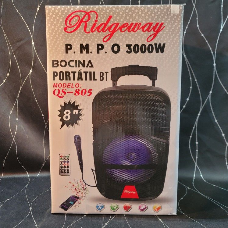 8 Inch New Bluetooth Speaker SD Card Slot USB Port FM Radio Microphone Included For Karaoke ( Bosina ) Bz3