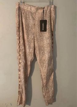 Women’s PrettyLittleThing Brand Light Pink Lace-Up Corset Snakeskin Leggings Size 8