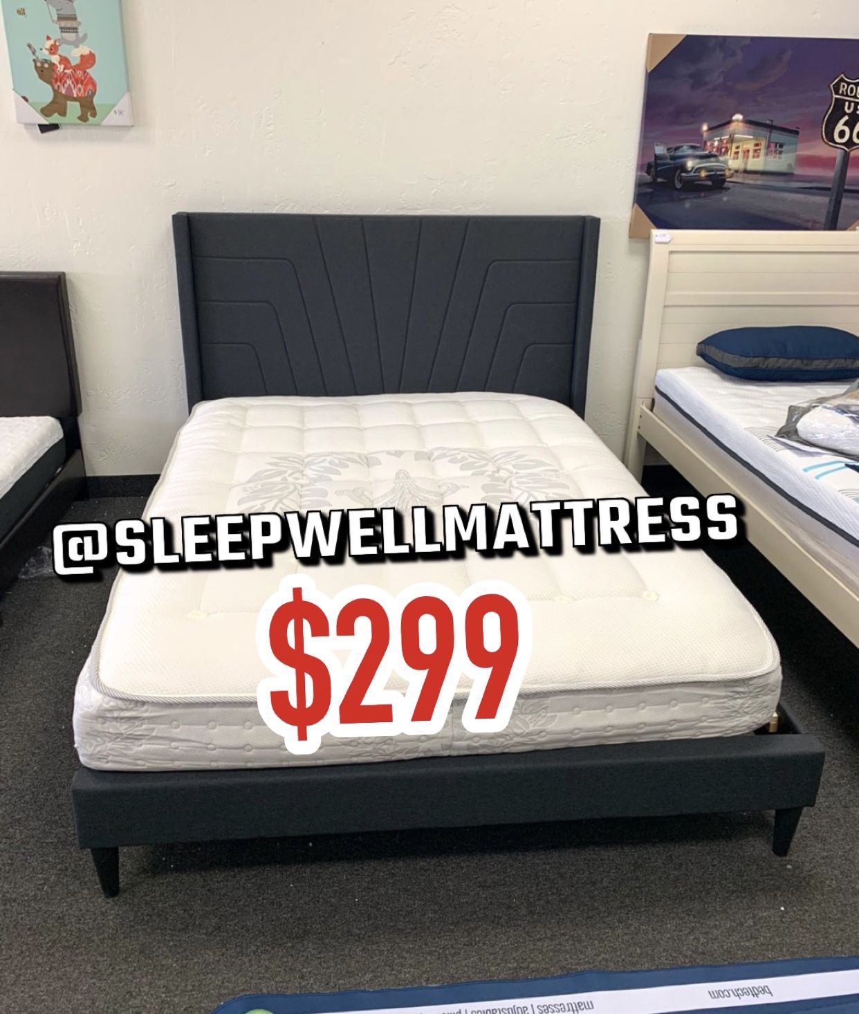 New Queeen Bed Frame With Mattress